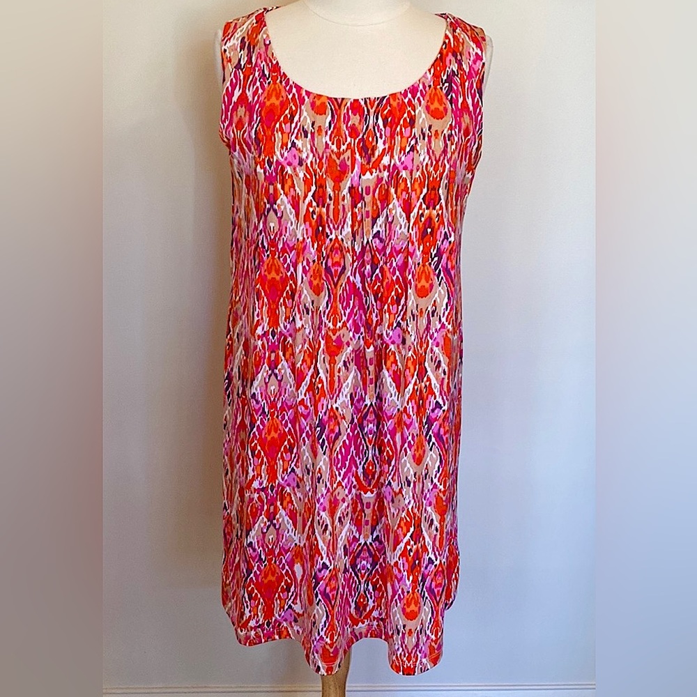 RN Studio by Ronni Nicole Red Orange Geometric Sleeveless Casual Sheath Dress M